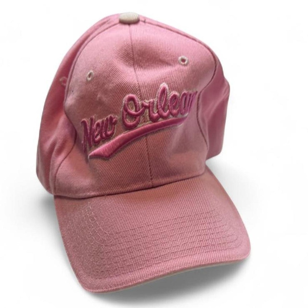 New Orleans Pink Script Embroidered Adjustable Baseball Cap